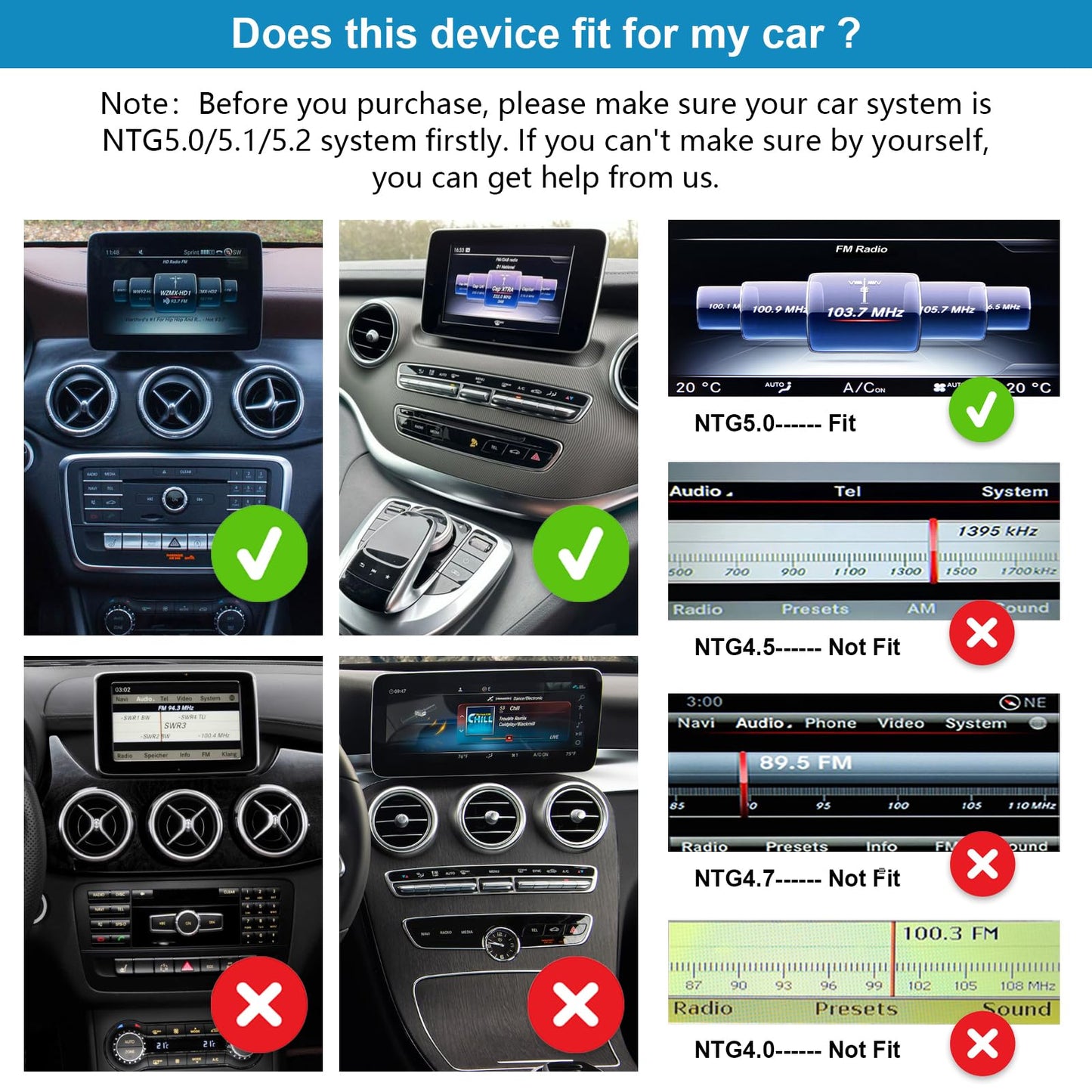 Autoradio da 10,25 pollici per Mercedes Benz Classe A/B GLA CLA W176 W246 C117 X117 X156 2013-2015 con NTG 4.5/4.7, supporta Apple Carplay/Android Auto/Mirrorlink