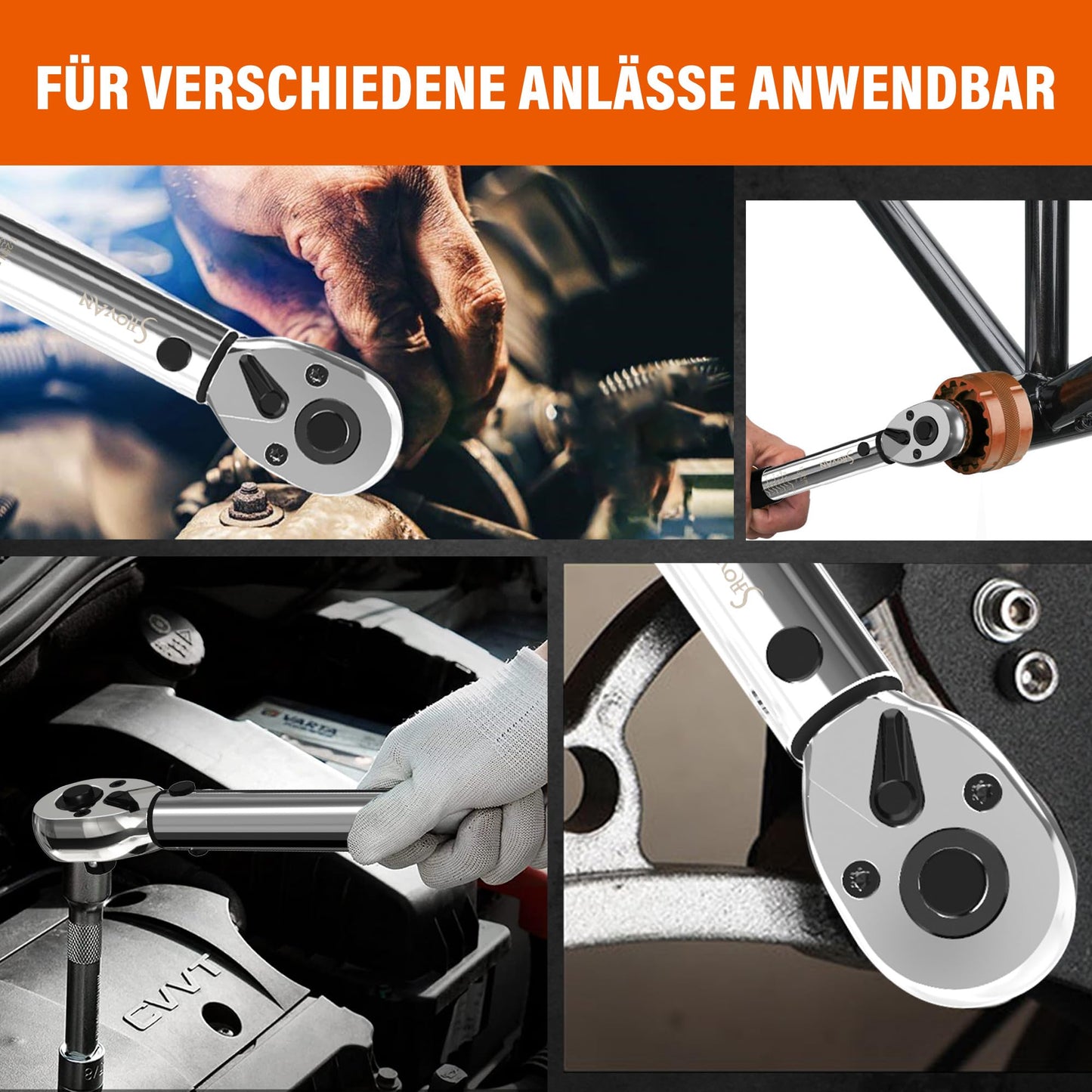 Chiave Dinamometrica Bici, Set Chiavi a Cricchetto 1/4 di Pollice 2-24 Nm, Cricchetto Reversibile a 72 Denti, Precisione di Errore ± 3%, con Adattatore da 3/8", Punte Phillips Hex e Torx