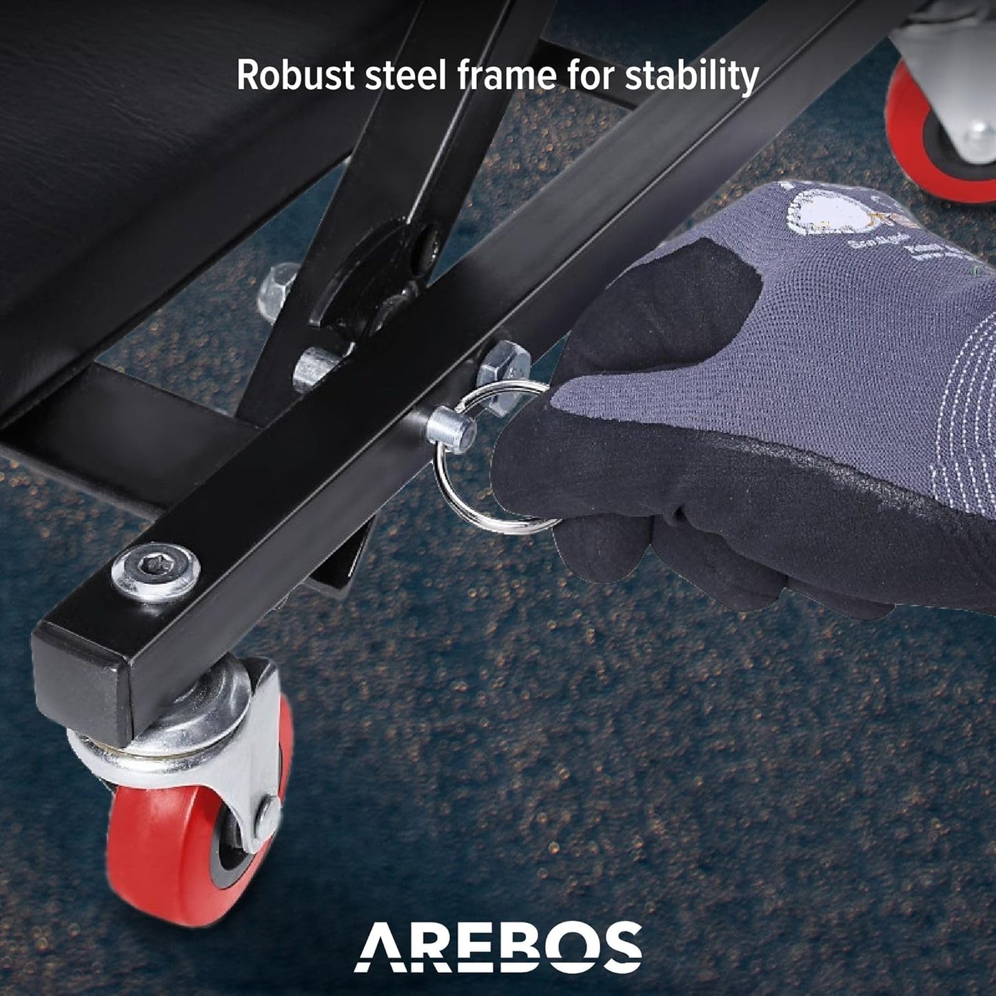 Arebos Carrello per Montaggio 2 in 1 Fino a 150 kg | Carrellino Sgabello da Officina