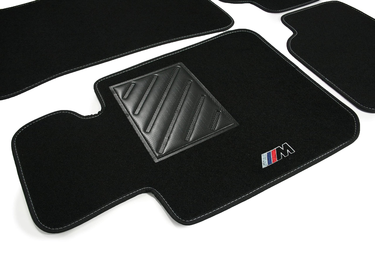 Tappetini compatibili per Serie 1 E87 dal 2004 al 2013 con logo ricamato e battitacco (2 ricami), Nero, per Autovettura