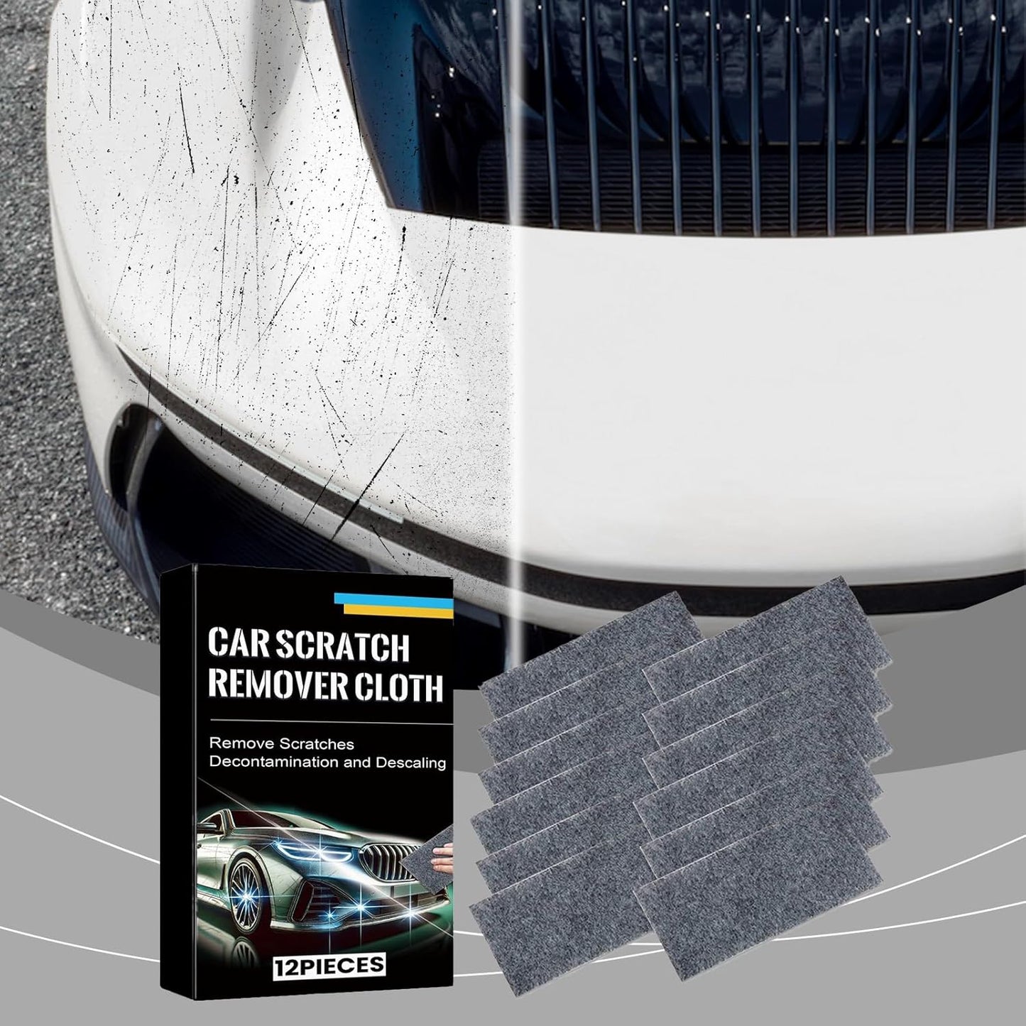 Panno per la rimozione dei graffi dell'auto, 12 pezzi Nano Sparkle, riparazione della vernice dell'auto, rimuove graffi, vortici, macchie d'acqua e sporco superficiale, riutilizzabile e adatto a tutti