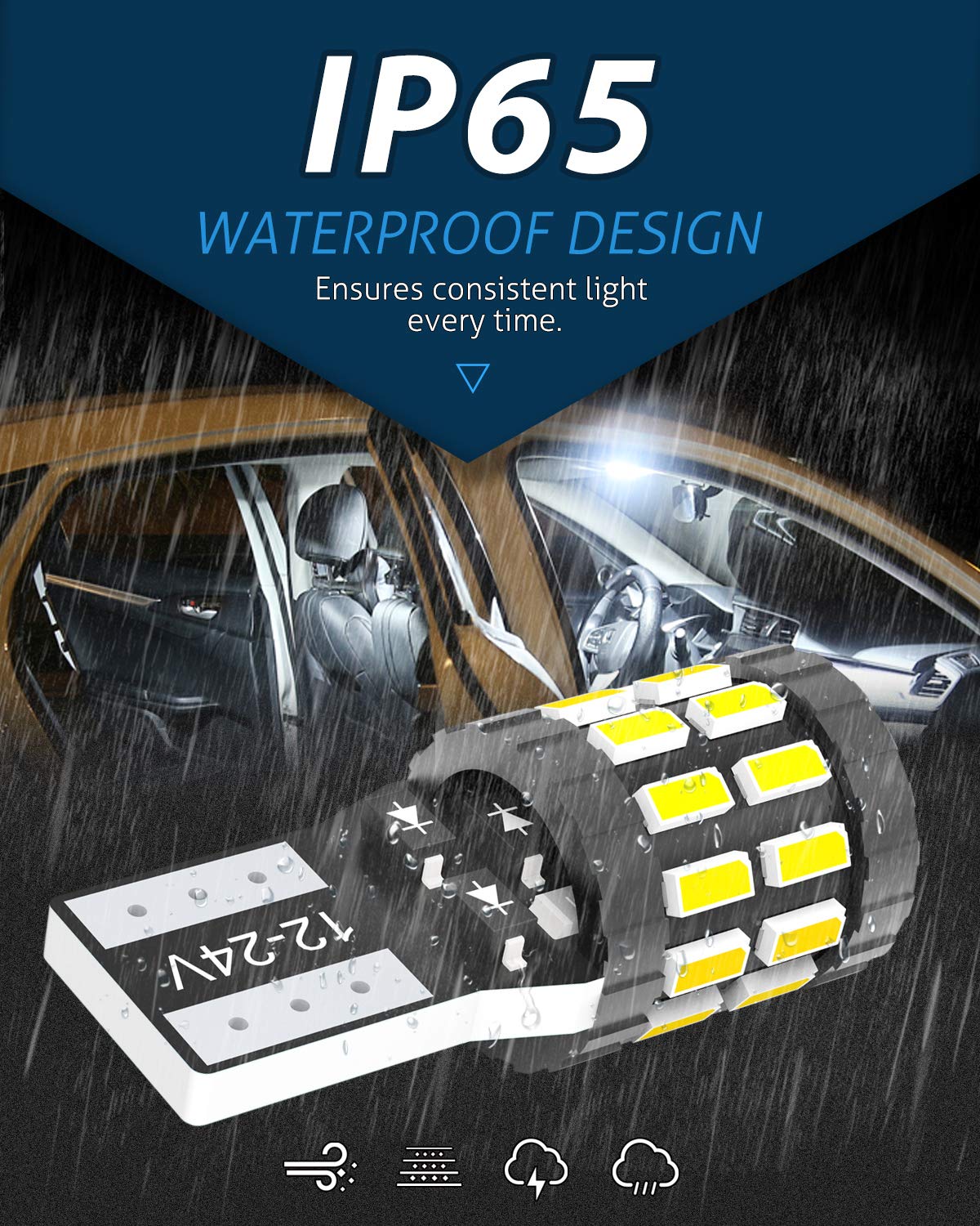 KATUR T10 W5W LED 194 168 2825 Lampadina Cuneo LED CANBUS Senza errori Super Luminoso 6000K Xenon Bianco 30x3014SMD 12-24V per Luci Car Dome Map Door Luce di cortesia per Targa (Versione aggiornata)