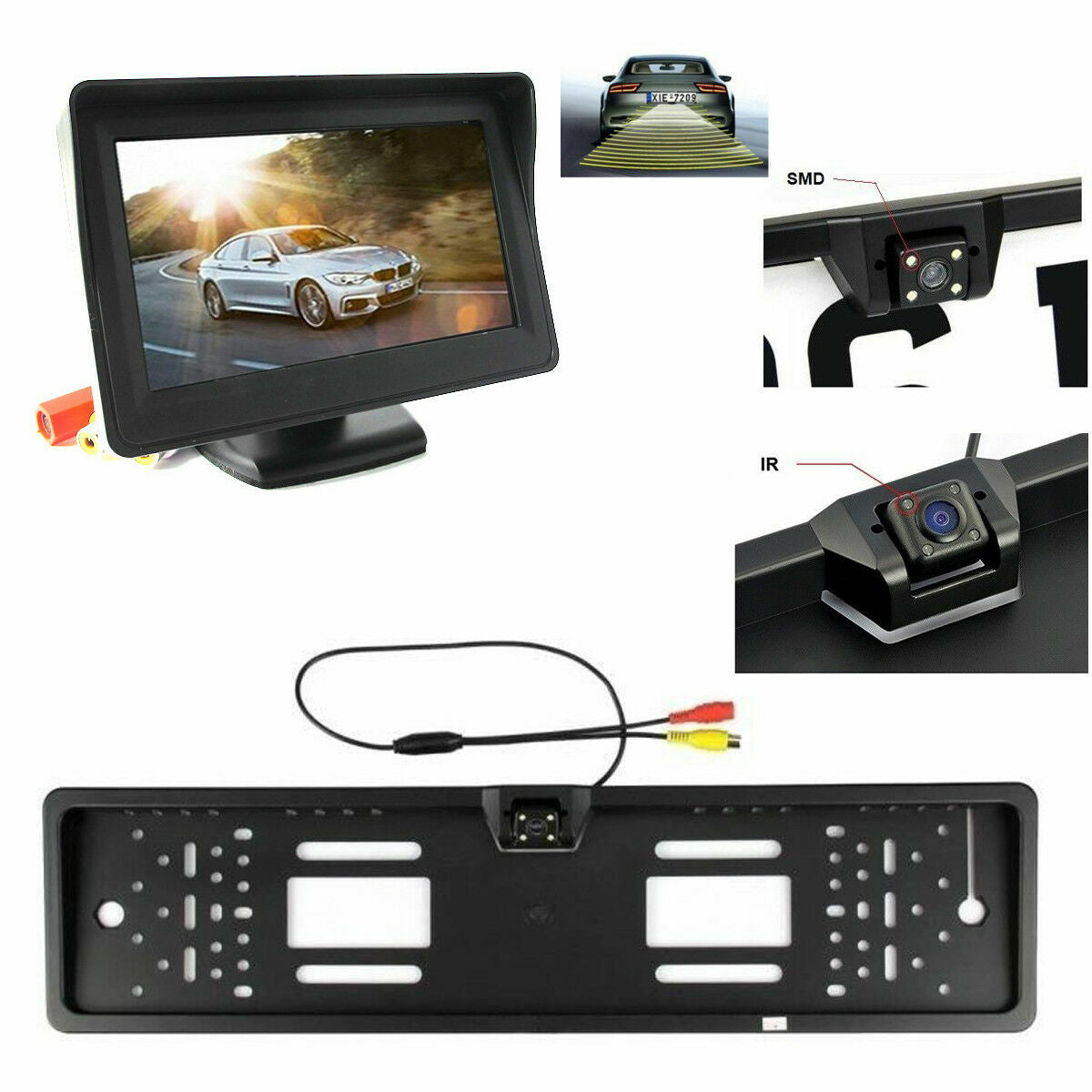 MONITOR 4.3" KIT TELECAMERA RETROMARCIA AUTO RETROCAMERA CAMERA TELECAMERA PORT