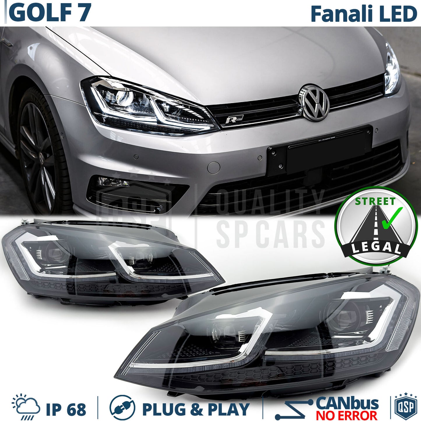 FARI LED Per Golf 7 Anteriori TRASFORMAZIONE in Golf 7.5 Restyling PLUG & PLAY