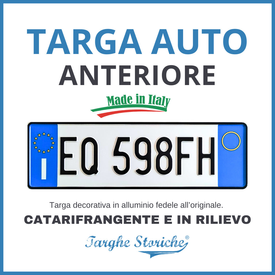 Targa Auto Anteriore Personalizzata IN RILIEVO europea Alluminio Catarifrangente