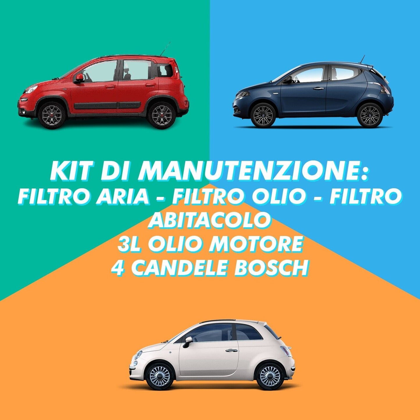 KIT TAGLIANDO + 4 CANDELE FIAT 500 PANDA 312 - 1.2 BENZINA 44 51 KW 60 69 CV