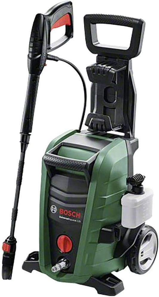 Bosch Idropulitrice  2 ugelli, UniversalAquatak 135,filtro per l’acqua, pistola ad alta pressione, tubo flessibile da 7 m, cavo da 5 m, potenza 1900 Watt, pressione: 135 bar, portata max.: 410 l/h