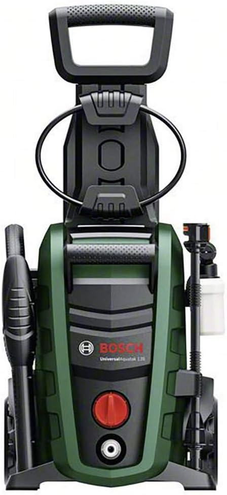 Bosch Idropulitrice  2 ugelli, UniversalAquatak 135,filtro per l’acqua, pistola ad alta pressione, tubo flessibile da 7 m, cavo da 5 m, potenza 1900 Watt, pressione: 135 bar, portata max.: 410 l/h
