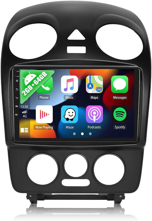 Autoradio con Navigatore per VW Beetle 2004-2010,2G+64G CAMECHO Android 12 Schermo da 9 Pollici Stereo 2 Din con Carplay Android Auto Mirror Link RDS WiFi Bluetooth +Telecamera Posteriore