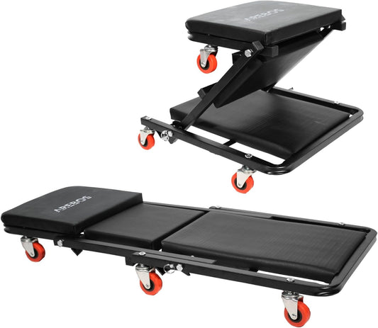 Arebos Carrello per Montaggio 2 in 1 Fino a 150 kg | Carrellino Sgabello da Officina