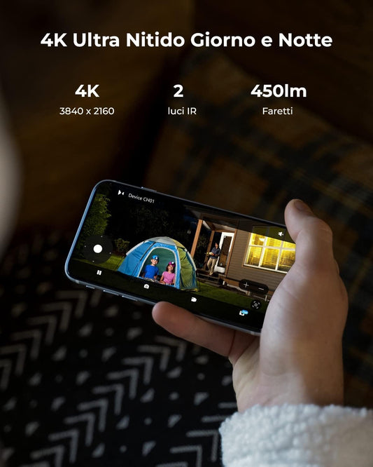 Reolink PoE 4K PT Telecamera Esterno, Panoramica a 355° e Inclinazione a 90°, Inseguimento Automatico, Rilevamento di Uomo/Veicolo/Animale, Visione Notturna a Colori, Audio 2 Vie, RLC-830A