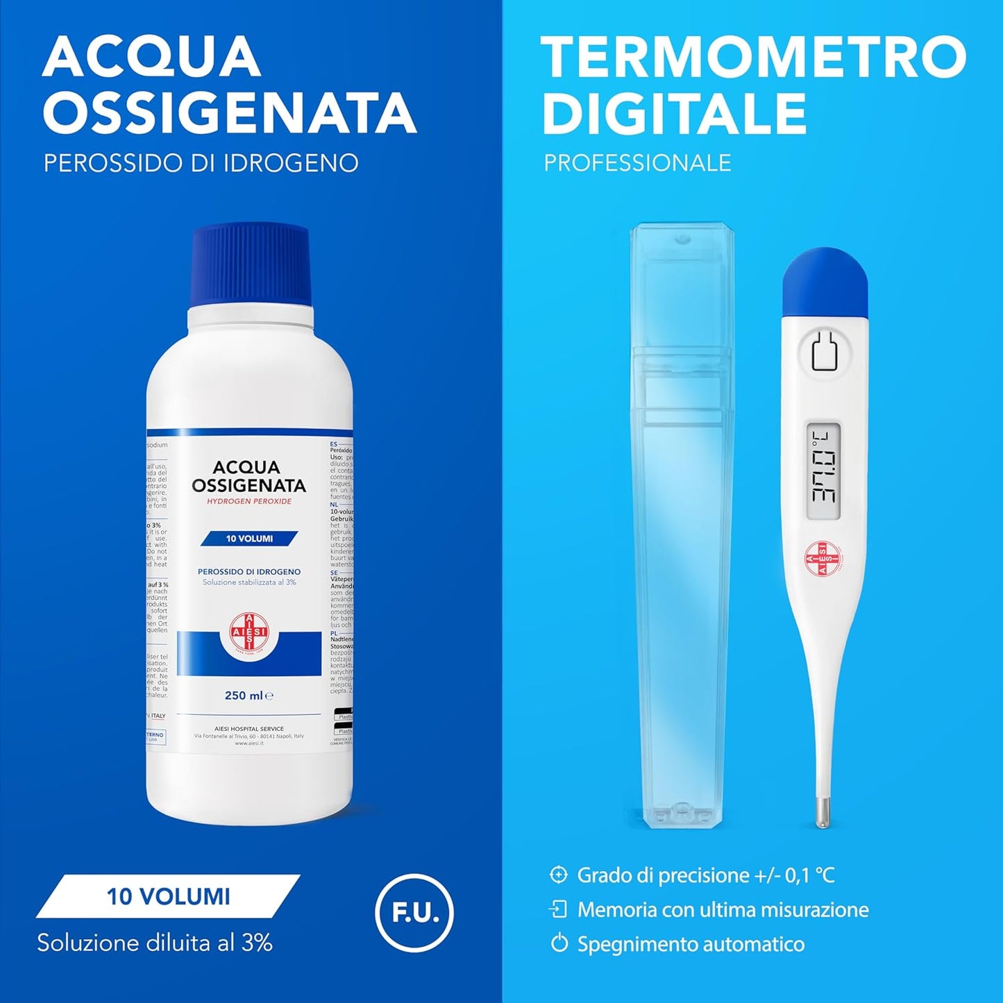 Kit di Pronto Soccorso professionale per auto casa viaggio barca moto trekking con TERMOMETRO e DISINFETTANTE, EASY AID KIT, Borsa di emergenza completa per medicazione, Made in Italy