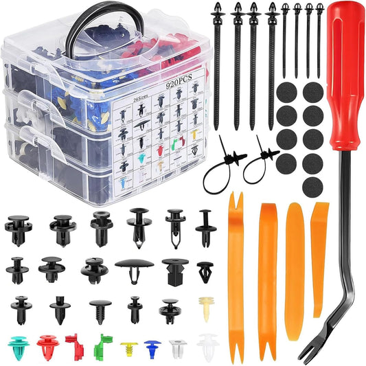 1105 PCS Rivetti in Plastica per Auto,Clip di Fissaggio per Auto,Morsetti paraurti Protezione per Rivetti in plastica per Paraurti,Parafanghi,Porte,Strumenti Rimozione