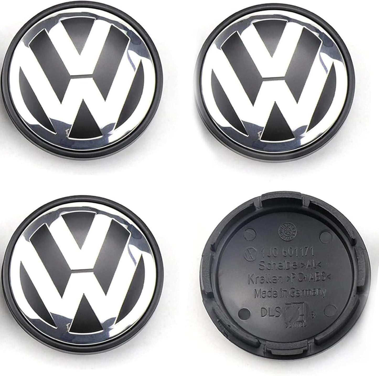 4 Tappi Coprimozzi per VW Volkswagen 65 mm – Copricerchi Centrali per cerchi originali OEM