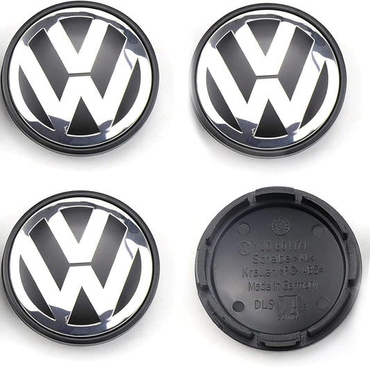 4 Tappi Coprimozzi per VW Volkswagen 65 mm – Copricerchi Centrali per cerchi originali OEM