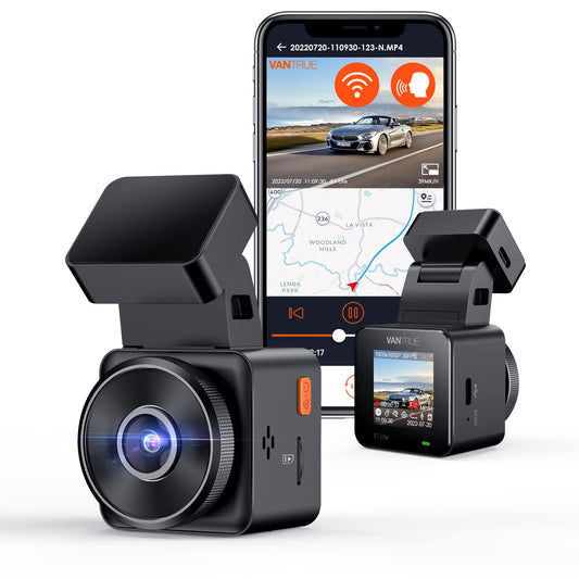 VANTRUE E1 WiFi GPS Dash Cam, 2596x1944P 30FPS Telecamera Per Auto a condensatore con Schermo IPS da 1,54 Pollice a 160°, Monitoraggio del parcheggio 24 ore， Telecomando e controllo vocale, Max 512G