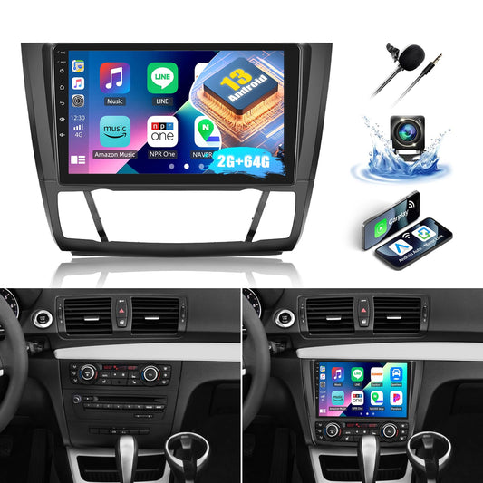 Autoradio per BMW 1 Series E81 E82 E87 E88 2008-2012,[2+64G]SIXWIN Android 13  9 Pollici 1080P HD TouchScreen Schermo Navigatore con Mirror Link WiFi RDS FM USB Bluetooth Comandi al Volante