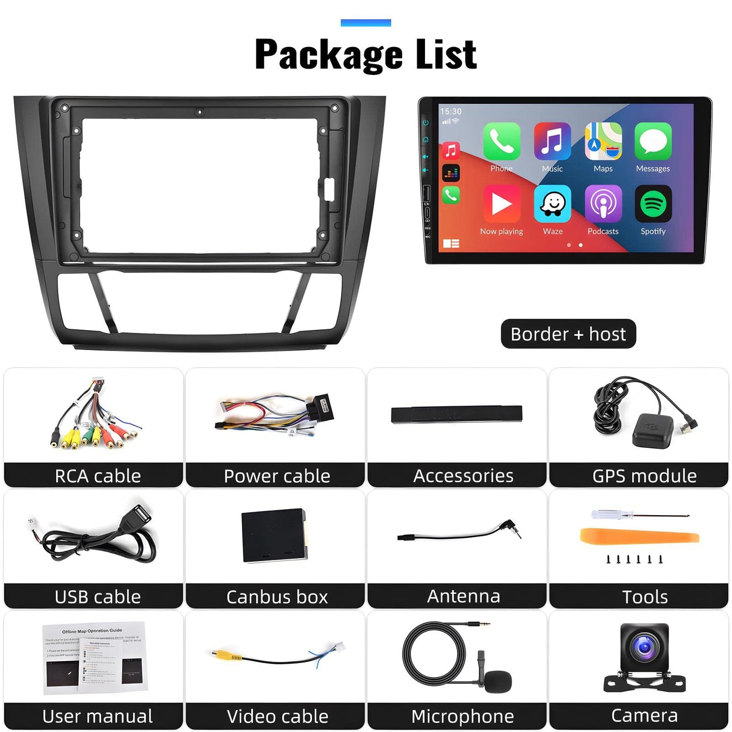 Autoradio per BMW 1 Series E81 E82 E87 E88 2008-2012,[2+64G]SIXWIN Android 13  9 Pollici 1080P HD TouchScreen Schermo Navigatore con Mirror Link WiFi RDS FM USB Bluetooth Comandi al Volante
