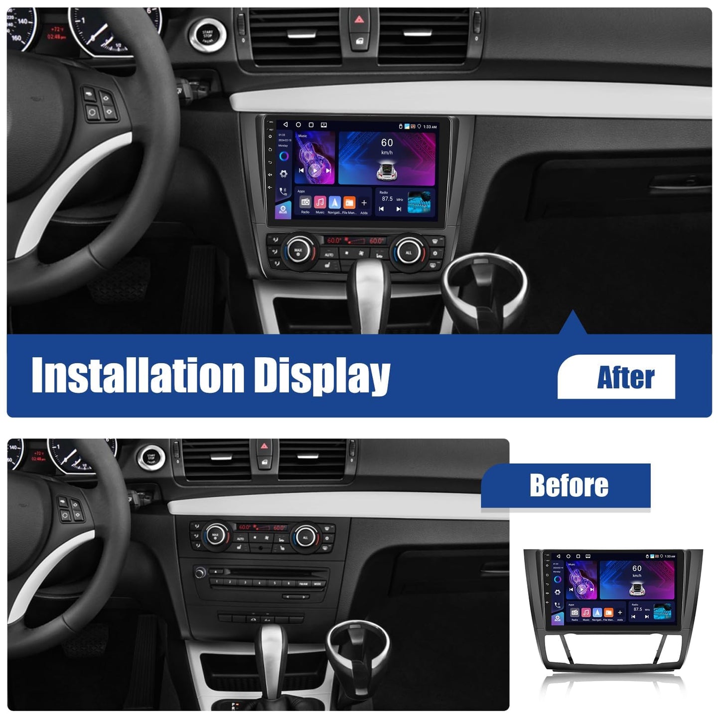 Autoradio per BMW 1 Series E81 E82 E87 E88 2008-2012,[2+64G]SIXWIN Android 13  9 Pollici 1080P HD TouchScreen Schermo Navigatore con Mirror Link WiFi RDS FM USB Bluetooth Comandi al Volante