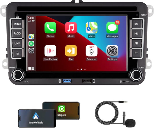 Autoradio per Golf 5 6 Passat Jetta Caddy Polo cc Tiguan EOS Touran T5 Scirocco Wireless Carplay & Android Auto, con display IPS da 7 inch Bluetooth/FM/AM/USB/EQ/Touch