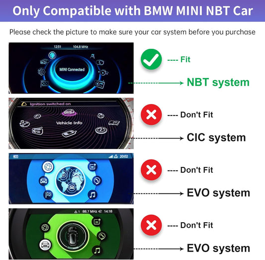 Autoradio Carplay Android Auto senza fili per BMW Mini Cooper One Hatch Clubman F55 F56 F54 F57 NBT System 2014-2018, Support Mirrorlink, Reverse Camera, navigazione