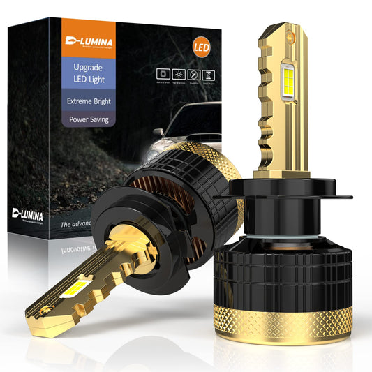 Lampadine LED H7 Canbus,120W 30000LM Kit LED chiave dorata High Lumens Bianco 6500K,IP68 Impermeabile e Sistema di Raffreddamento Avanzato,2 Confezione