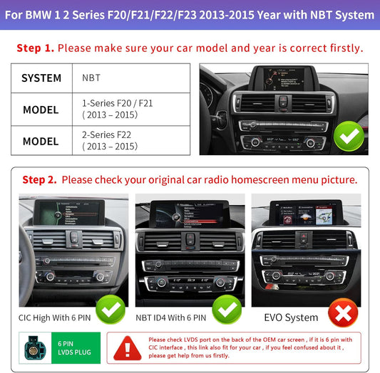 Autoradio Senza Fili Carplay & Android Auto Top 10,25 pollici  per BMW 1 2 serie F20/F21/F22/F23 2013-2015 con sistema NBT, Touchscreen Auto Stereo Ricevitore con AirPlay Link, Navigation, Siri