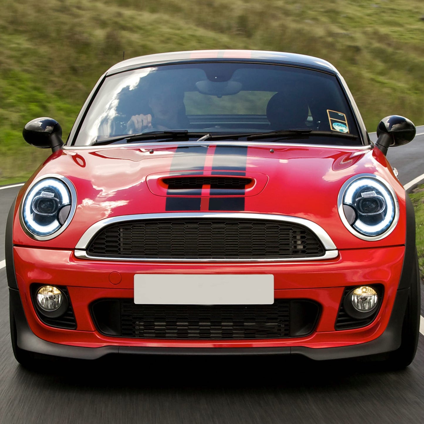Fari Posteriori LED per Mini Cooper Union Jack  R56 R57 R58 R59 2007-2013, con indicatori di direzione dinamici, 1 set (lato guidatore + passeggero) (Trasparente)