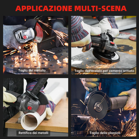 Smerigliatrice Angolare Motore brushless con 2 batterie *4.0Ah,8500RPM,10 dischi da taglio 125 mm smerigliatrice a batteria, 20V