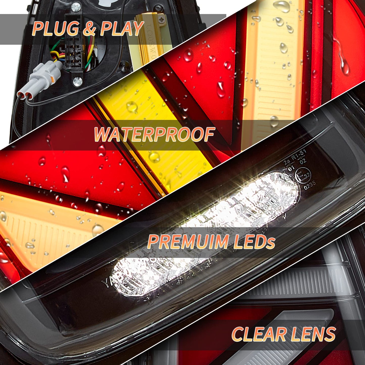 Fari Posteriori LED per Mini Cooper Union Jack  R56 R57 R58 R59 2007-2013, con indicatori di direzione dinamici, 1 set (lato guidatore + passeggero) (Trasparente)