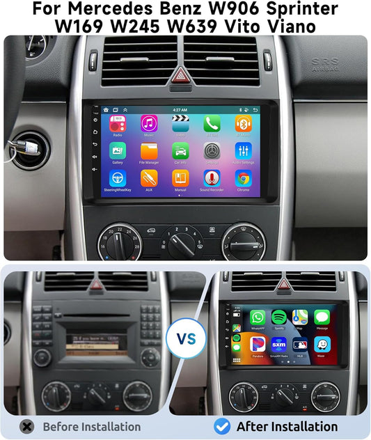 Autoradio Android 13 per Mercedes Benz 8 CORE 4+64G W906 Sprinter W169 W245 W639 Vito Viano, 9" IPS Touchscreen Stereo Auto co DSP Carplay Android Auto GPS Wi-Fi Bluetooth Radio FM RDS Retrocamera