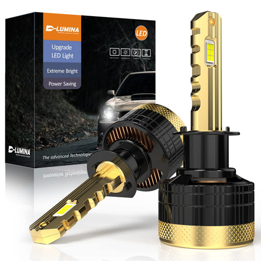 Lampadine LED H7 Canbus,120W 30000LM Kit LED chiave dorata High Lumens Bianco 6500K,IP68 Impermeabile e Sistema di Raffreddamento Avanzato,2 Confezione