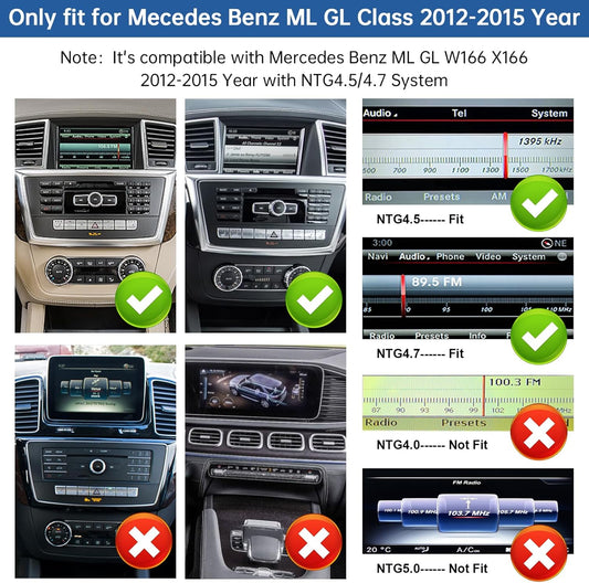 Carplay Touchscreen Auto Radio Road Top 12,3 pollici  per Mercedes Benz ML GL W166 X166 2012-2015 Anno con NTG4.5/4.7 Sistema, Supporto Senza fili Android Auto, Mirrorlink