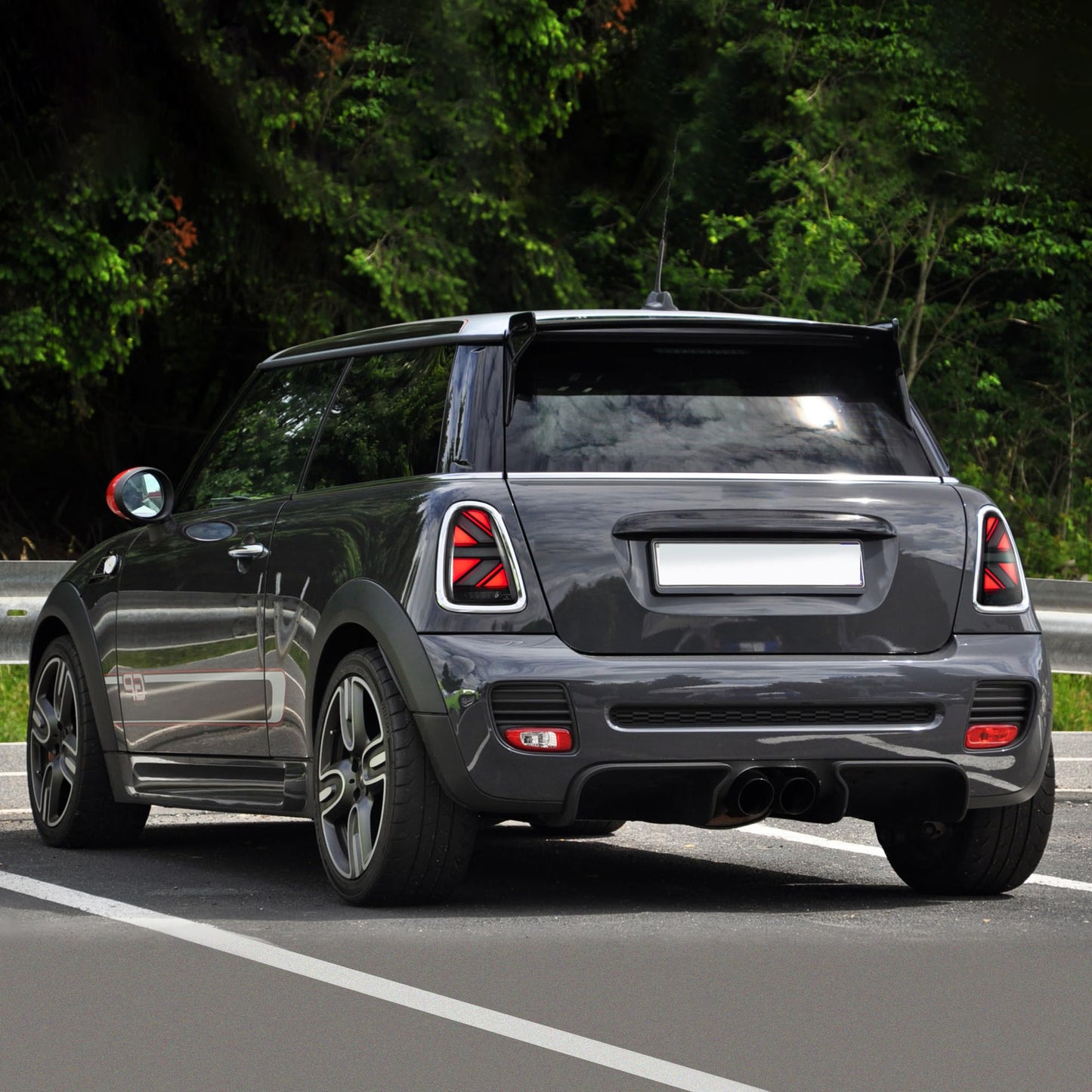 Fari Posteriori LED per Mini Cooper Union Jack  R56 R57 R58 R59 2007-2013, con indicatori di direzione dinamici, 1 set (lato guidatore + passeggero) (Trasparente)