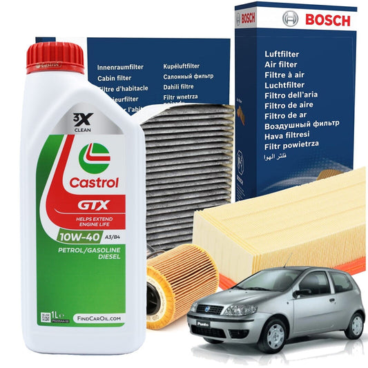 Kit tagliando Fiat Punto II 2 188 1.2 8v 44kw 60cv benzina 3lt Castrol GTX 10W40