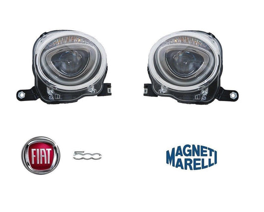 COPPIA FARI PROIETTORI FANALI ANT. SUPERIORI DX E SX H7 FIAT NUOVA 500 '2007-15>