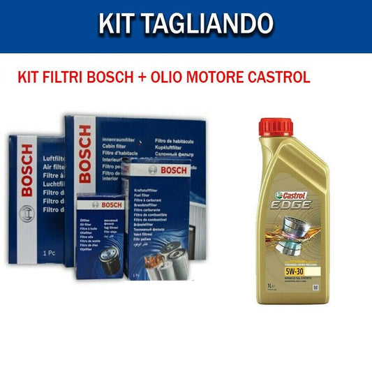 KIT TAGLIANDO FILTRI BOSCH +  OLIO CASTROL 5W30 4 LITRI VW GOLF IV 1.9 TDI