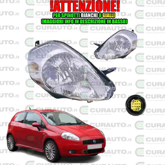 COPPIA FARI PROIETTORI FANALI SX DX PER FIAT GRANDE PUNTO 2005 AL 08 C/MOT ELET.